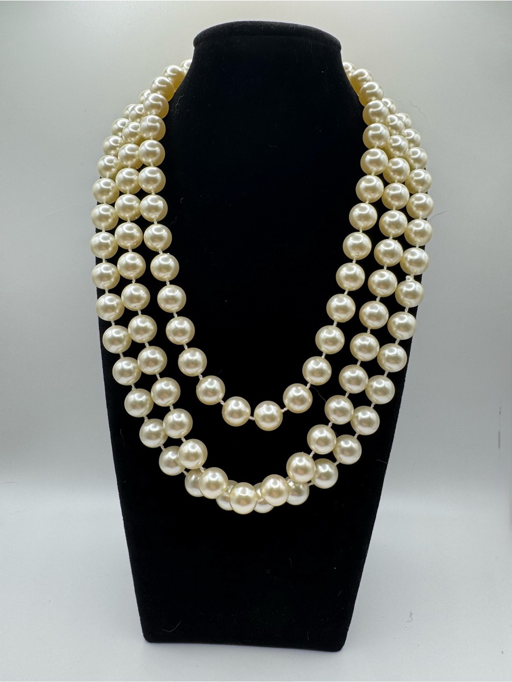 Vintage Three-Strand Faux Pearl Necklace